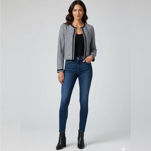 Lucky Brand Blue Tweed Lady Jacket | Chanel Style Cropped Blazer NWT Small